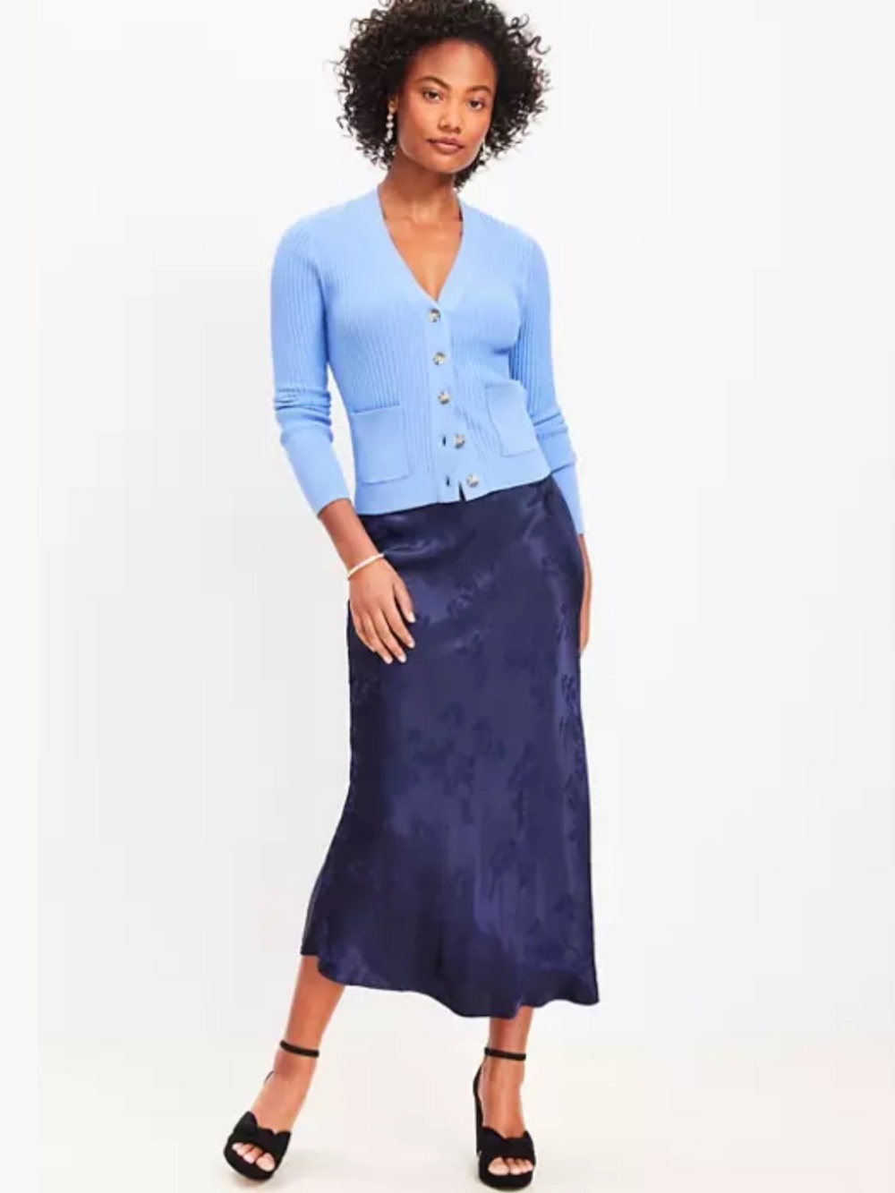 Loft Navy Blue Floral Skirt XLP
Petite Floral Jacquard Bias Midi Skirt